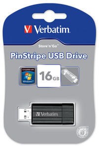 Verbatim Store 'n' Go PinStripe 16GB - Black 49063