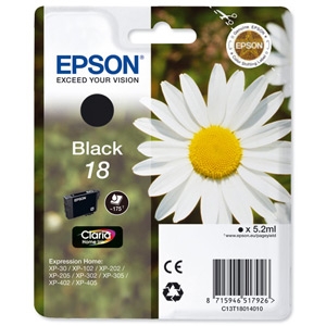 Epson T1801 - Singlepack 18 Claria Home Ink - Black C13T18014012