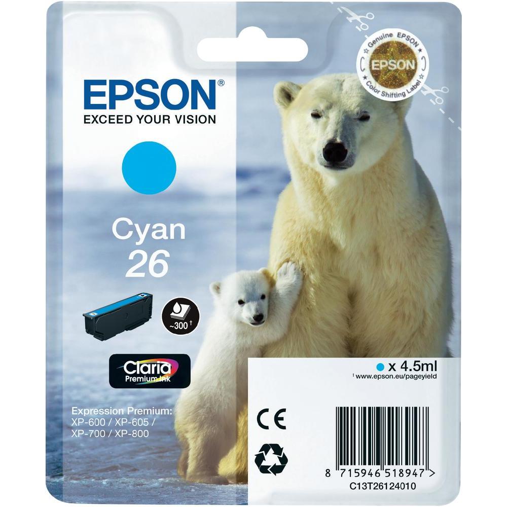 Epson T2612 - Singlepack 26 Claria Premium Ink - Cyan C13T26124012