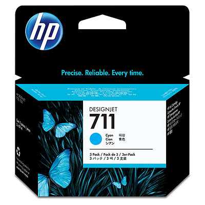 HP cartridge 711 - cyan ink. kazeta -3 pack, CZ134A