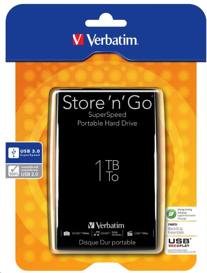 Verbatim Store 'n' Go, 1TB 2.5'' USB 3.0, černá 53023