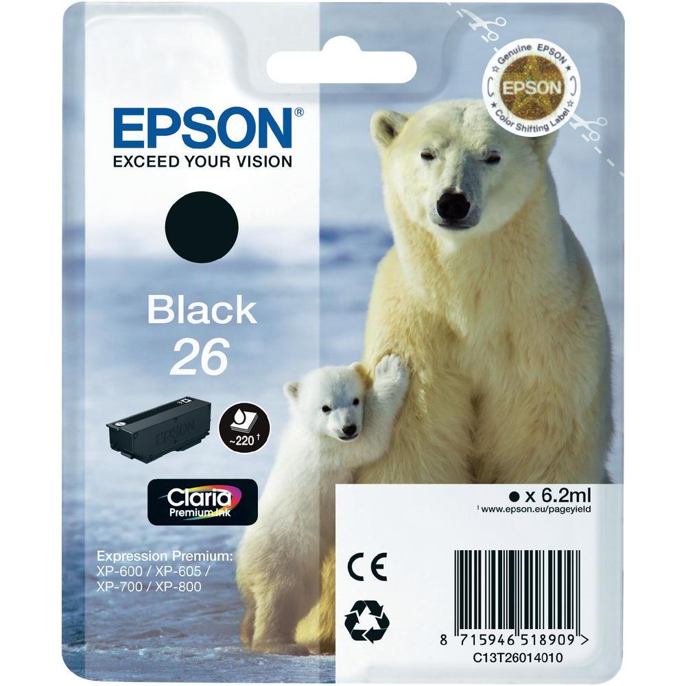 Epson T2601 - Singlepack 26 Claria Premium Ink - Black C13T26014012