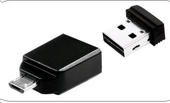 Verbatim NANO 16 GB Store'n'Stay + micro - USB OTG adaptér 49821