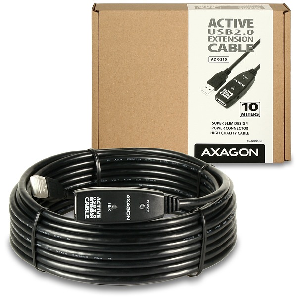 AXAGON USB2.0 aktivní prodlužka/repeater kabel 10m ADR-210