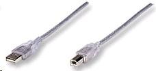Manhattan Hi-Speed USB 2.0 kabel A-B M/M 3m, stříbrný 340458