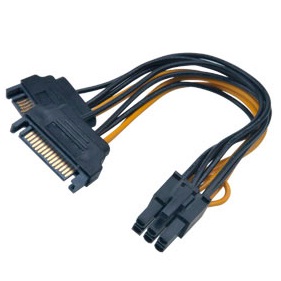 AKASA kabel 2xSATA na 6pin PCIE adaptér, 15cm AK-CBPW13-15