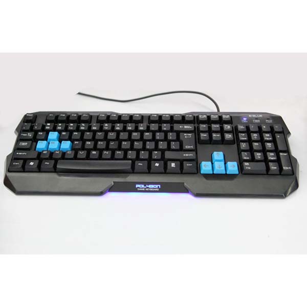 E-blue klávesnice Polygon, herní, černá, USB, US, odolná proti polití EKM075BK