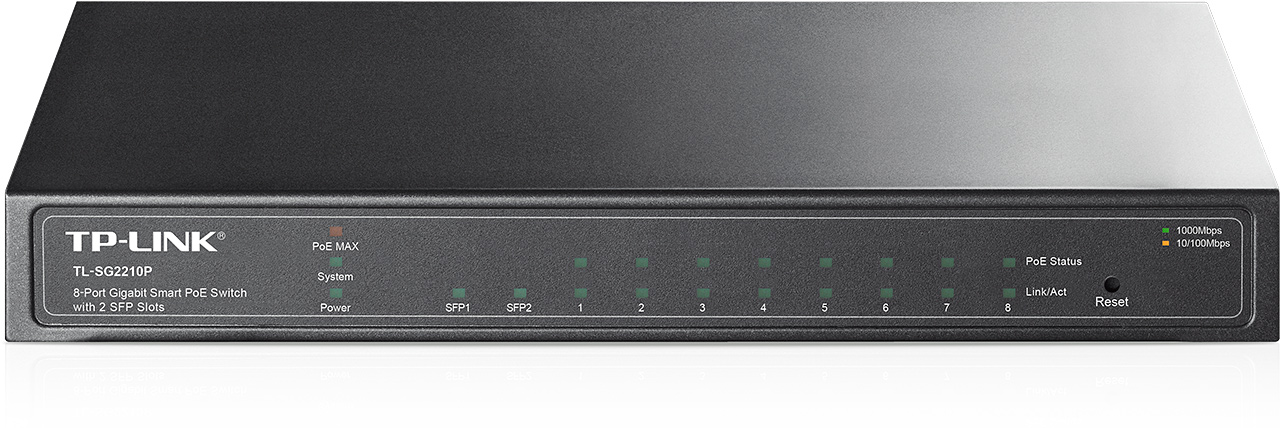 TP-Link TL-SG2210P, SMART PoE Switch 8x 10/100/1000 + 2x SFP slots, 53W