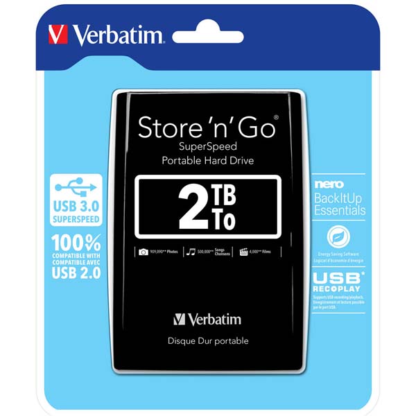 Verbatim Store 'n' Go, 2TB externí HDD 2.5'' USB 3.0, černý 53177